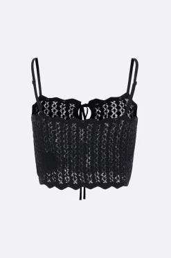 top crop in maglia pointelle