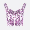 top cropped in popeline stampa majolica
