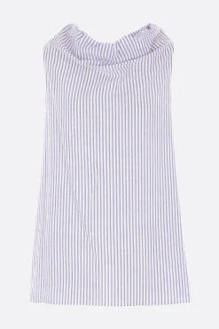 top smanicato in cotone a righe