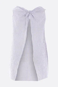top smanicato in cotone a righe