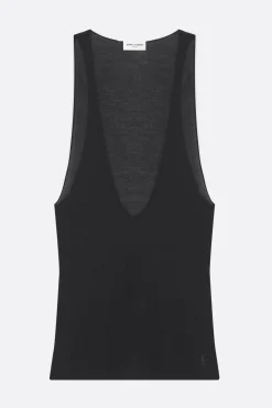top smanicato in jersey di seta