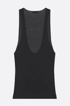 top smanicato in jersey di seta