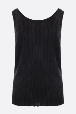 top smanicato in maglia a pieghe