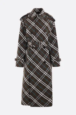 trench doppiopetto in twill Check