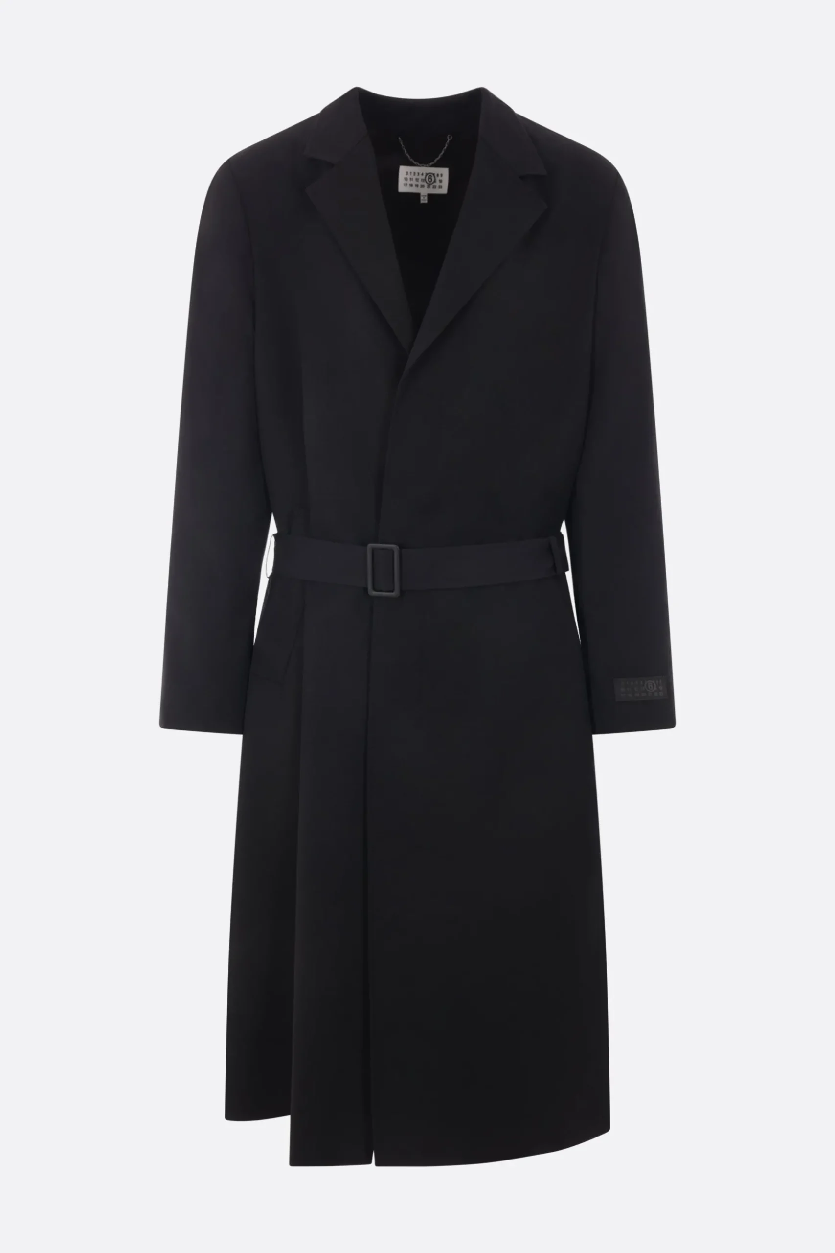 trench monopetto in lana e cotone