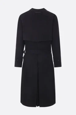 trench monopetto in lana e cotone