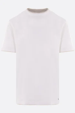t-shirt in cotone con bordi a doppio strato