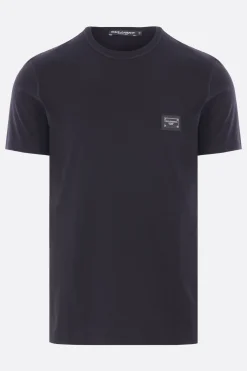 t-shirt in cotone con placca logo