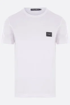t-shirt in cotone con placca logo