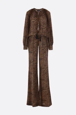 tuta in crepe de chine stampa leopardo